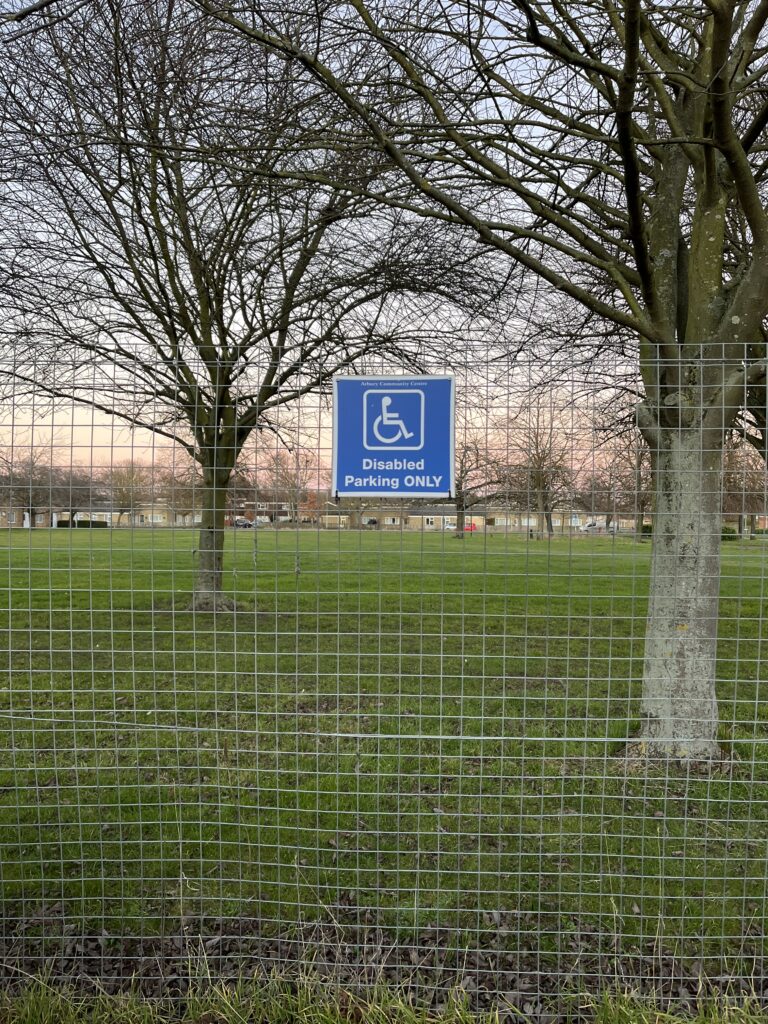 Photo of a Disabled Parking Only sign.